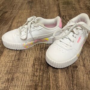 Puma White and Pink Sneakers with Cushioned Midsole